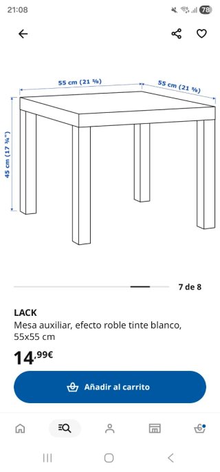 Mesa auxiliar de madera clara