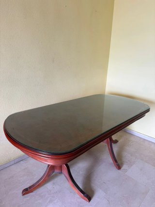 Mesa de comedor cristal y madera