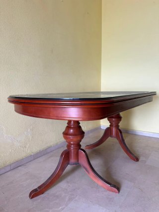 Mesa de comedor cristal y madera