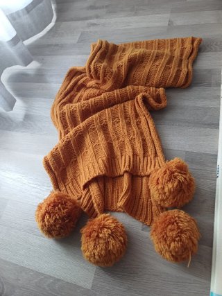Conjunto gorro y bufanda de lana mostaza (adulto)