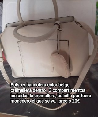 Bolso y bandolera beige con monedero