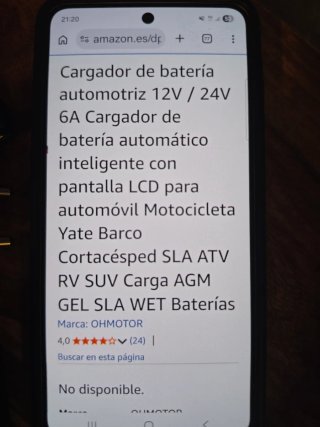 Nuevo. Cargadoe de batería automotriz 12V/24V 6A