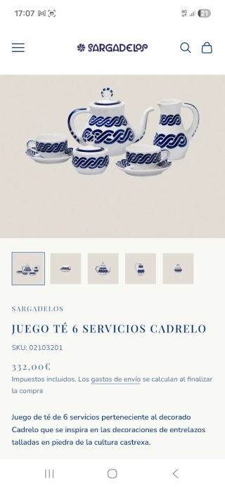 Juego de té Sargadelos porcelana azul