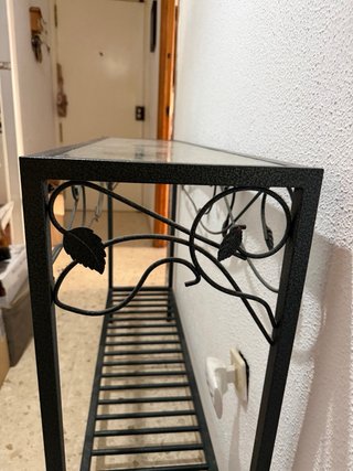 Mesa consola metal y cristal