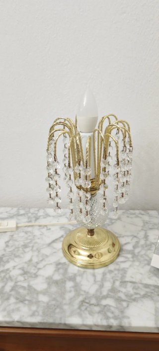 Lámparas de techo, araña, vintage dorada y cristal