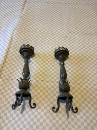 Pareja Candelabros Antiguos Bronce