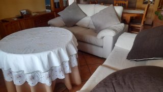 Mesa camilla redonda con cristal biselado