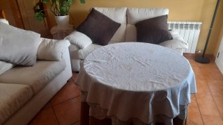 Mesa camilla redonda con cristal biselado