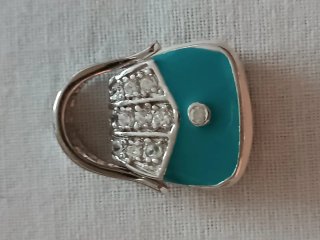 Colgante Bolsito Plata y Esmalte Turquesa