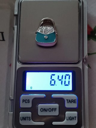 Colgante Bolsito Plata y Esmalte Turquesa