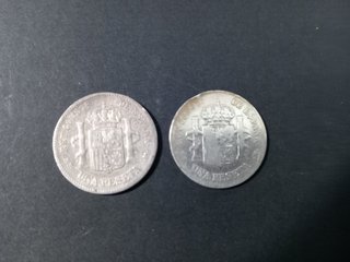2 Monedas Plata UNA PESETA Alfonso XII 1882 y 1885