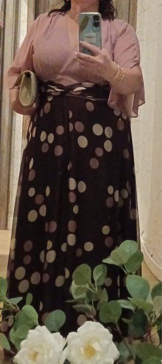 Vestido largo estampado lunares para eventos