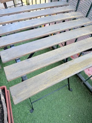Mesa y 2 Sillas Jardín Plegables Madera/Metal