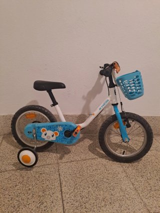 Bicicleta infantil 14 " Btwin azul con cesta