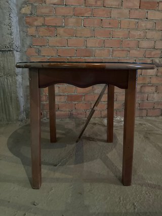 Mesa redonda madera y cristal 90cm