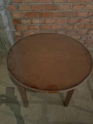 Mesa redonda madera y cristal 90cm