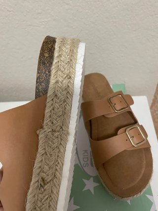 Sandalias cuña bio yute hebilla doble