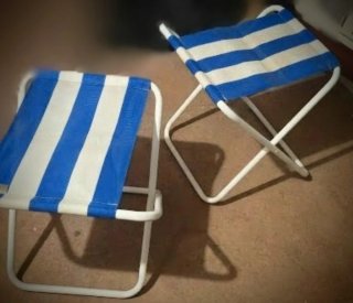 2 Sillas Plegables Playa Rayas Azul