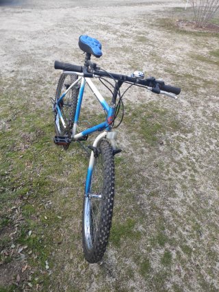 Bicicleta azul y blanca