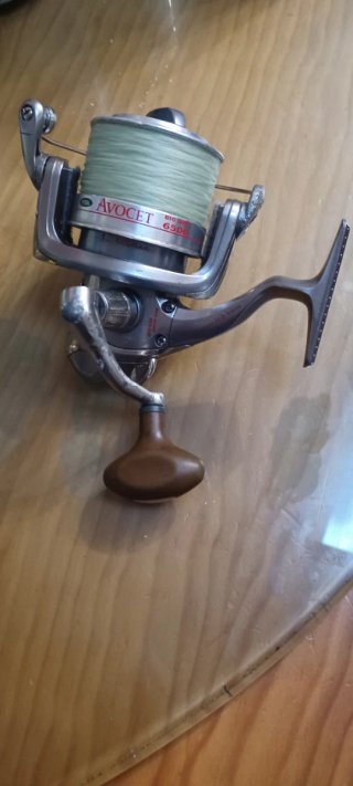Pareja cañas surf casting y carretes de pesca.
