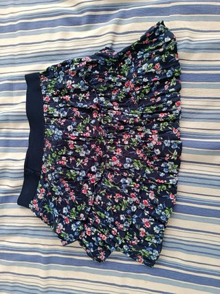 Falda floral verano azul y rosa