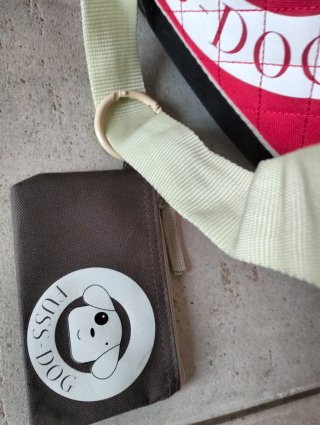 Borsa trasportino cane grigio/rosso