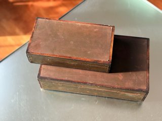 Caja madera y metal dorado rústica grande