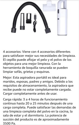 Aspiradora Portátil Inalámbrica USB