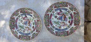 Juego de 6 Platos de Porcelana Decorados