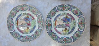 Juego de 6 Platos de Porcelana Decorados