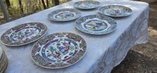 Juego de 6 Platos de Porcelana Decorados