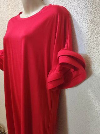 Vestido rojo verano manga volante