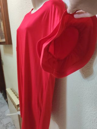 Vestido rojo verano manga volante