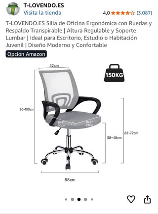 Silla de oficina ergonómica gris