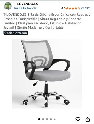 Silla de oficina ergonómica gris