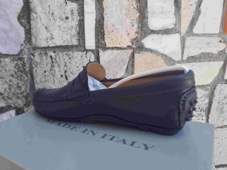 Scarpe uomo mocassini pelle blu 41 42 43 44