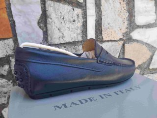 Scarpe uomo mocassini pelle blu 41 42 43 44