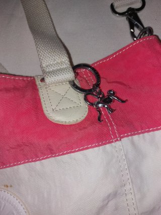 Bolso Kipling Rosa y Blanco