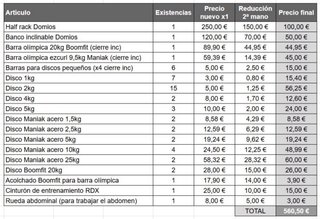 Material de gimnasio completo