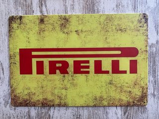 (581) Cartel Metálico Pirelli Vintage