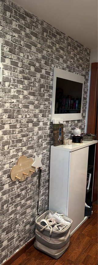 Mueble recibidor blanco y gris