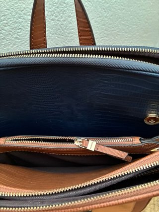 Mochila Portadocumentos Parfois Azul y Marrón