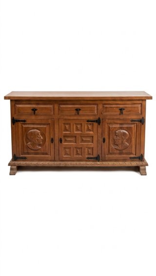 Aparador de madera maciza con relieves