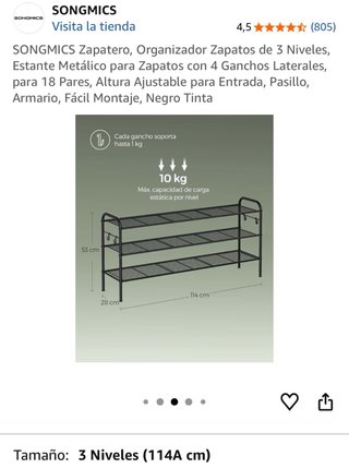 Zapatero Metálico Negro