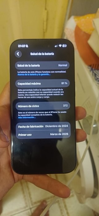 iPhone 16 Negro 91% Batería
