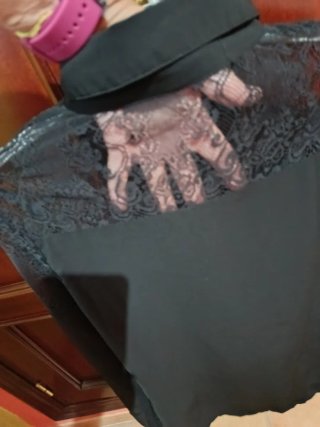Camisa Stradivarius Negra Encaje