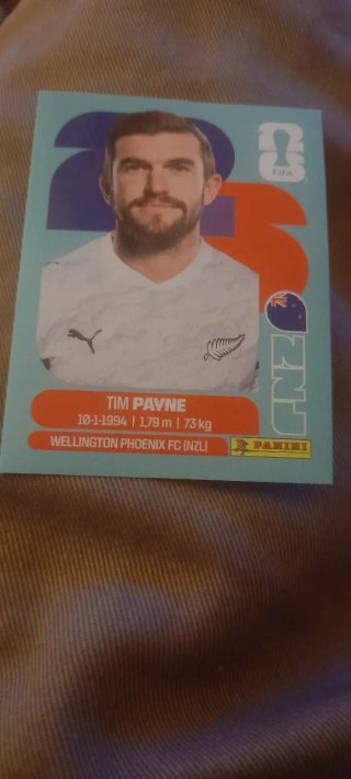 Cromo Mundial 2026 Tim Payne New Zealand