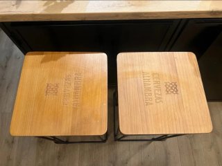 Taburete alto metal y madera
