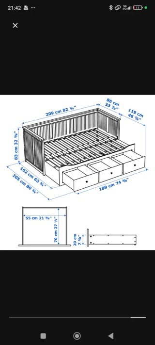 Cama infantil con 3 cajones, Ikea Hemnes