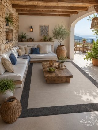 Alfombra  160 x 230 vinilica Beige y Negro